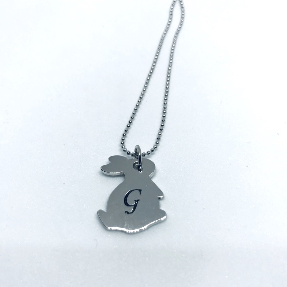 Sterling Silver Personalized Initial Rabbit - Picture 2 of 8